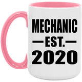 Mechanic Established EST. 2020 - 15oz Accent Mug Pink