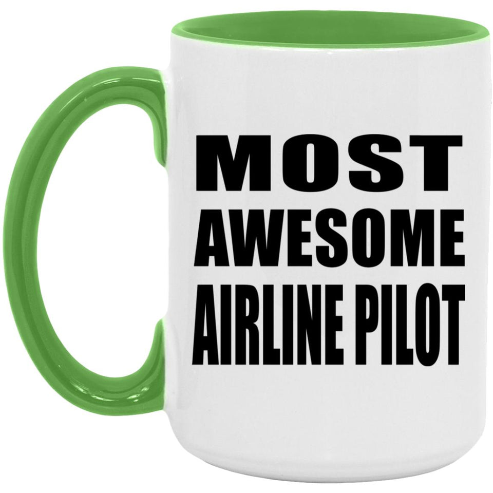 Most Awesome Airline Pilot - 15oz Accent Mug Green