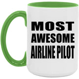 Most Awesome Airline Pilot - 15oz Accent Mug Green