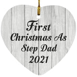 First Christmas As Step Dad 2021 - Heart Ornament F