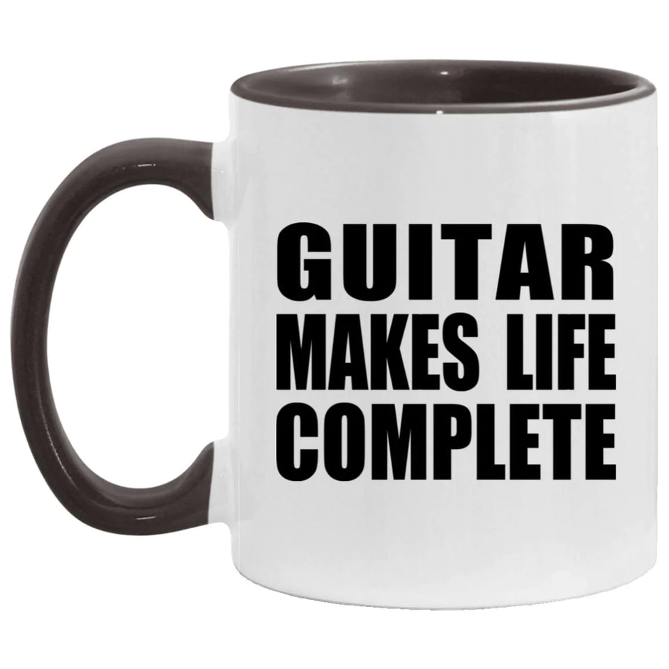 Guitar Makes Life Complete - 11oz Accent Mug Black
