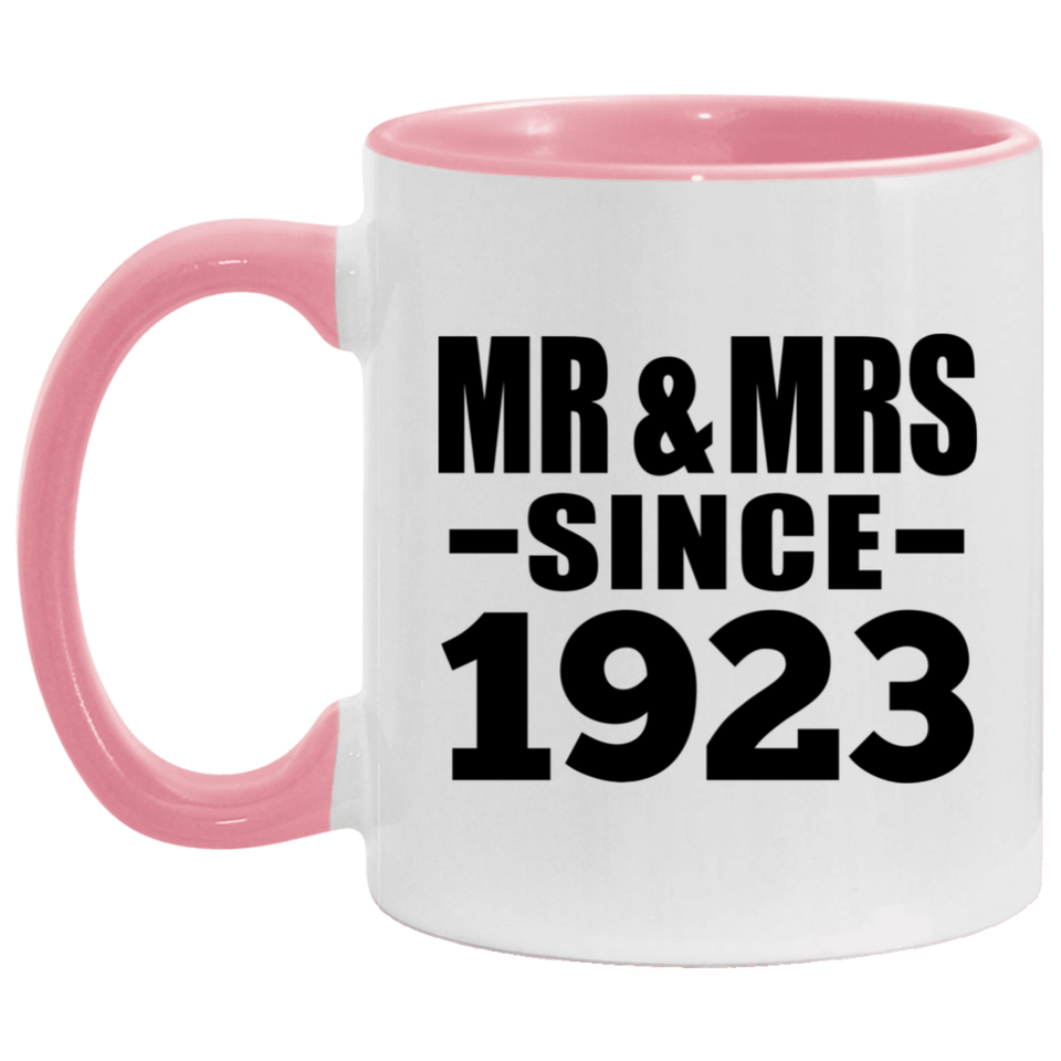 101st Anniversary Mr & Mrs Since 1923 - 11oz Accent Mug Pink