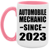 Automobile Mechanic Since 2023 - 15oz Accent Mug Pink