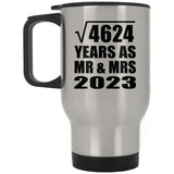 68th Anniversary Square Root of 4624 Years As Mr & Mrs 2023 - Silver Travel Mug