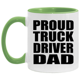 Proud Truck Driver Dad - 11oz Accent Mug Green