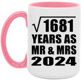 41st Anniversary Square Root of 1681 Years As Mr & Mrs 2024 - 15oz Accent Mug Pink