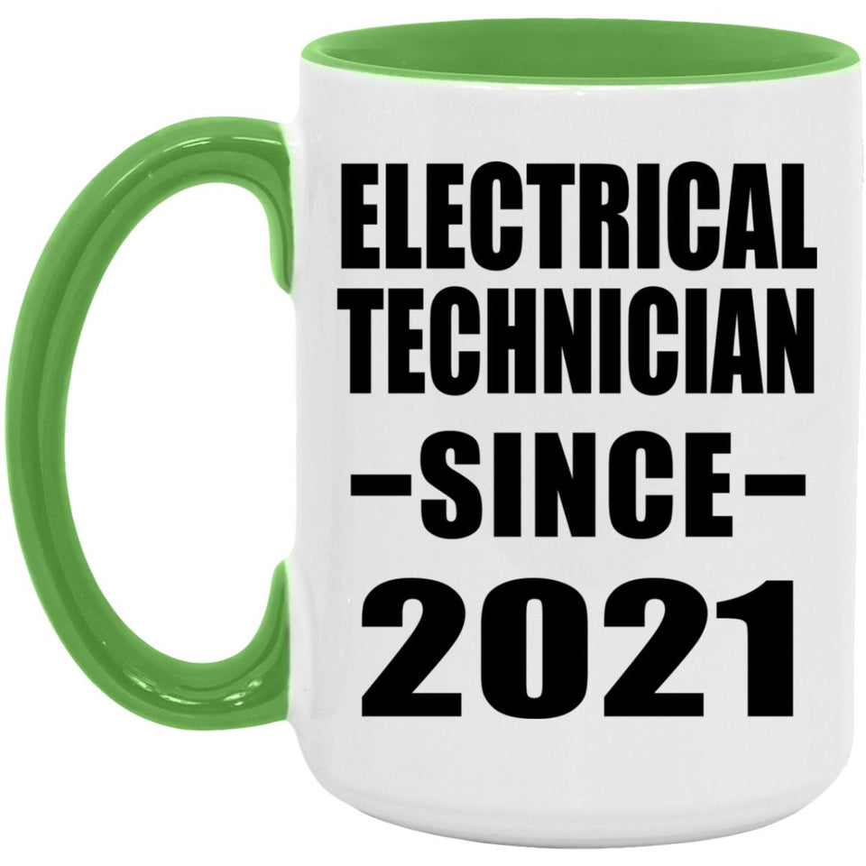 Electrical Technician Since 2021 - 15oz Accent Mug Green