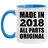 6th Birthday Made in 2018 All Parts Original - 11oz Accent Mug Blue