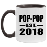 Pop-Pop Established EST. 2018 - 11oz Accent Mug Black