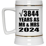 62nd Anniversary Square Root of 3844 Years As Mr & Mrs 2024 - Beer Stein