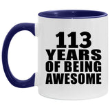 113th Birthday 113 Years Of Awesome - 11oz Accent Mug Purple