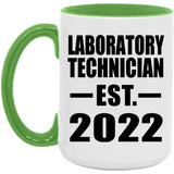 Laboratory Technician Established EST. 2022 - 15oz Accent Mug Green