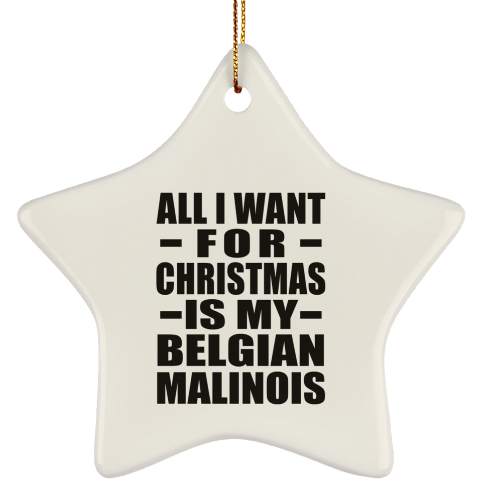 All I Want For Christmas Is My Belgian Malinois - Star Ornament