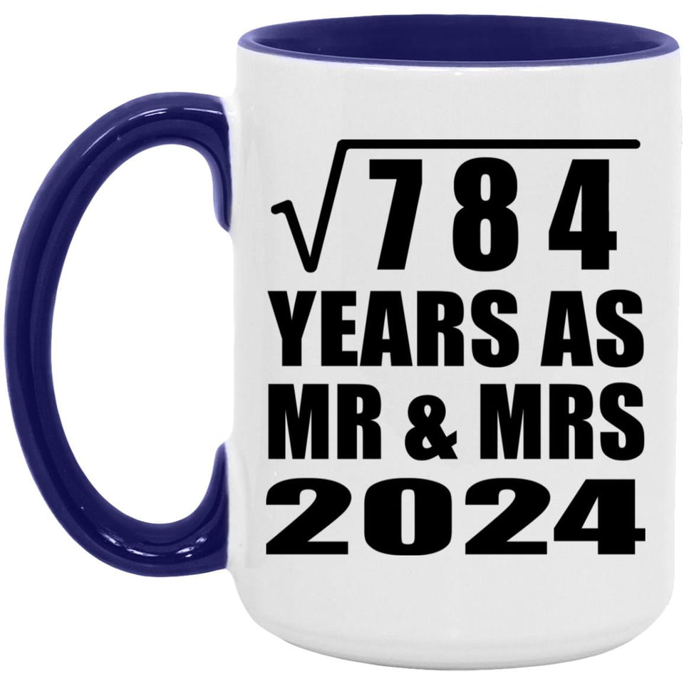 28th Anniversary Square Root of 784 Years As Mr & Mrs 2024 - 15oz Accent Mug Purple