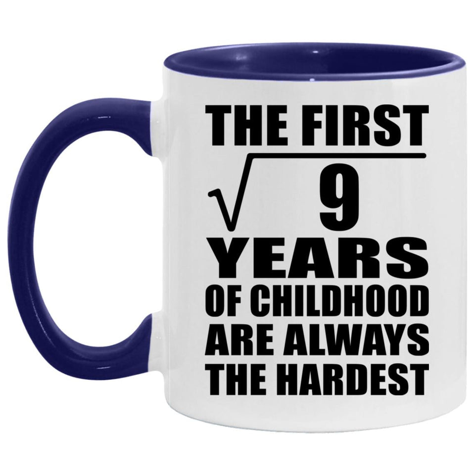 3rd Birthday Square Root Of 9 Years Of Childhood - 11oz Accent Mug Purple