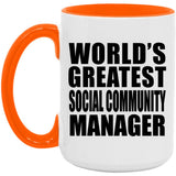 World's Greatest Social Community Manager - 15oz Accent Mug Orange