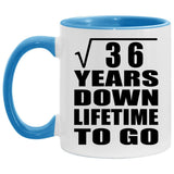 6th Anniversary Square Root of 36 Years Lifetime To Go - 11oz Accent Mug Blue
