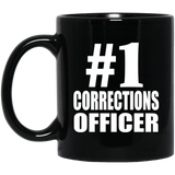 Number One #1 Corrections Officer - 11 Oz Coffee Mug Black