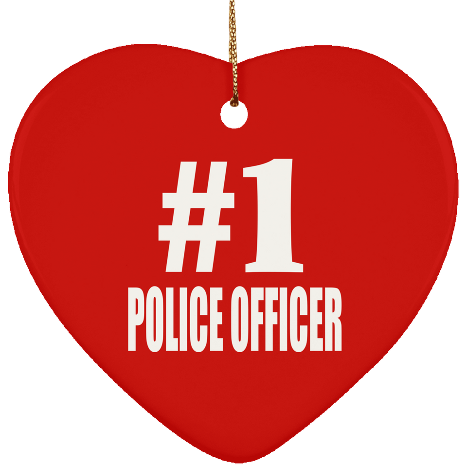 Number One #1 Police Officer - Heart Ornament