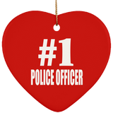 Number One #1 Police Officer - Heart Ornament