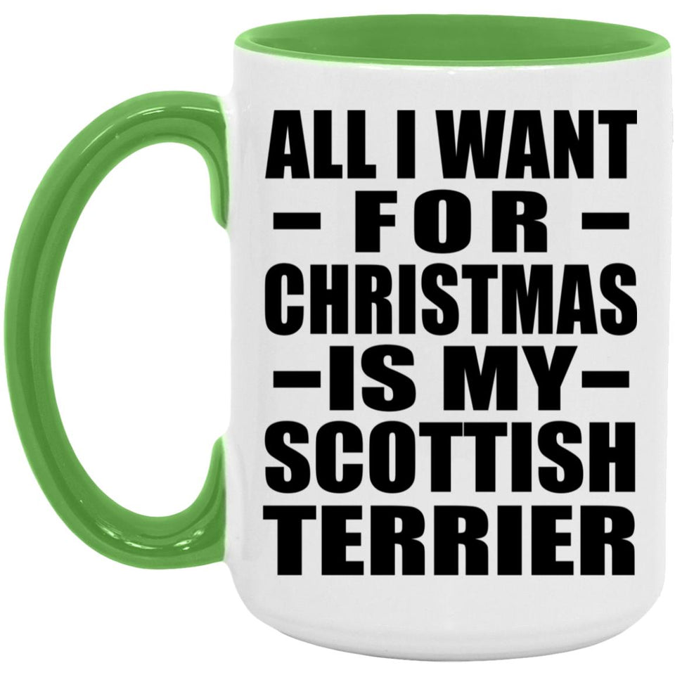 All I Want For Christmas Is My Scottish Terrier - 15oz Accent Mug Green