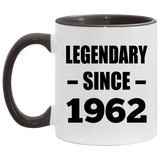 62nd Birthday Legendary Since 1962 - 11oz Accent Mug Black