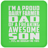 Proud Dairy Farmer Dad Of Awesome Son - Drink Coaster