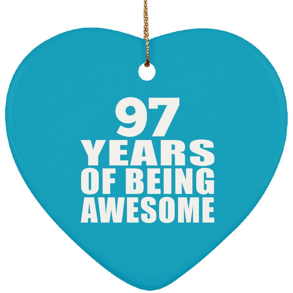 97th Birthday 97 Years Of Being Awesome - Heart Ornament