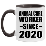 Animal Care Worker Since 2020 - 11oz Accent Mug Black