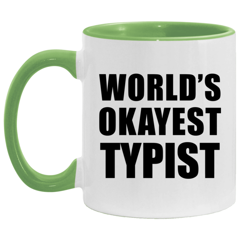 World's Okayest Typist - 11oz Accent Mug Green