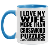 I Love My Wife More Than Crossword Puzzles - 11oz Accent Mug Blue