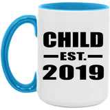 Child Established EST. 2019 - 15oz Accent Mug Blue