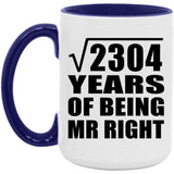 48th Anniversary Square Root of 2304 Years of Being Mr Right - 15oz Accent Mug Purple