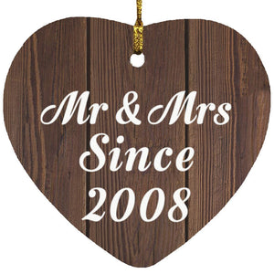 16th Anniversary Mr & Mrs Since 2008 - Heart Ornament D