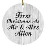 First Christmas As Mr & Mrs Allen - Circle Ornament F