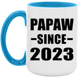 Papaw Since 2023 - 15oz Accent Mug Blue