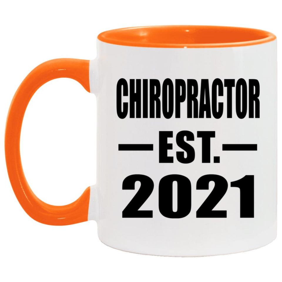 Chiropractor Established EST. 2021 - 11oz Accent Mug Orange