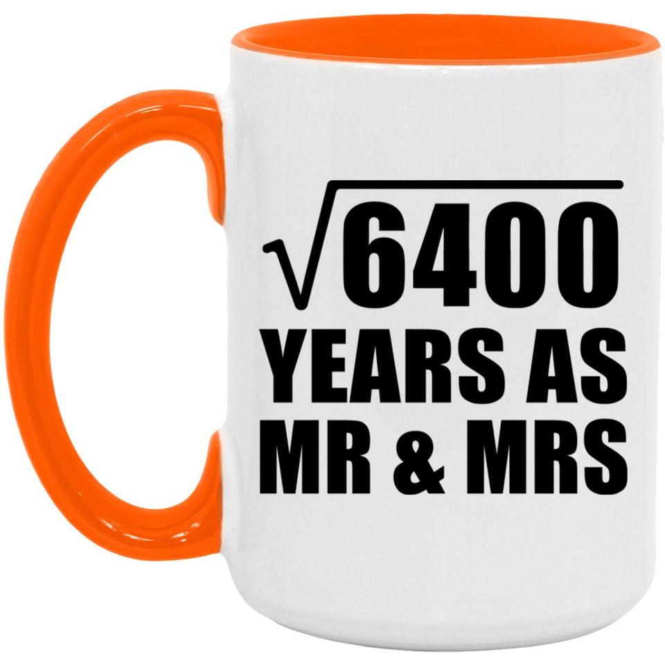 80th Anniversary Square Root of 6400 Years As Mr & Mrs - 15oz Accent Mug Orange