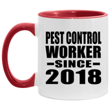 Pest Control Worker Since 2018 - 11oz Accent Mug Red