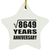 93rd Anniversary Square Root of 8649 Years Anniversary - Star Ornament