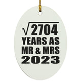52nd Anniversary Square Root of 2704 Years As Mr & Mrs 2023 - Oval Ornament