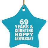 Happy 69th Anniversary 69 Years & Counting - Star Ornament
