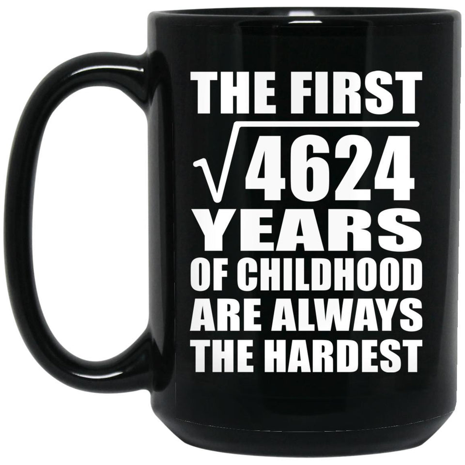68th Birthday Square Root of 4624 Years of Childhood - 15oz Coffee Mug Black