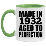92nd Birthday Made In 1932 Aged to Perfection - 11oz Accent Mug Green