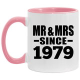 45th Anniversary Mr & Mrs Since 1979 - 11oz Accent Mug Pink