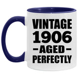 118th Birthday Vintage 1906 Aged Perfectly - 11oz Accent Mug Purple
