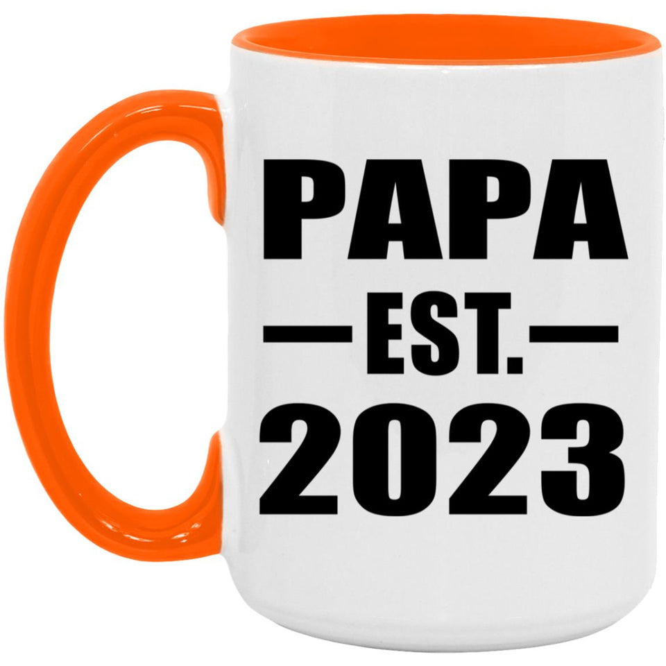 Papa Established EST. 2023 - 15oz Accent Mug Orange