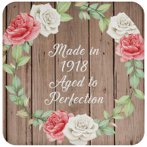 106th Birthday Made In 1918 Aged To Perfection - Drink Coaster B