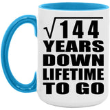 12th Anniversary Square Root of 144 Years Lifetime To Go - 15oz Accent Mug Blue