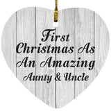 First Christmas As An Amazing Aunty & Uncle - Heart Ornament F